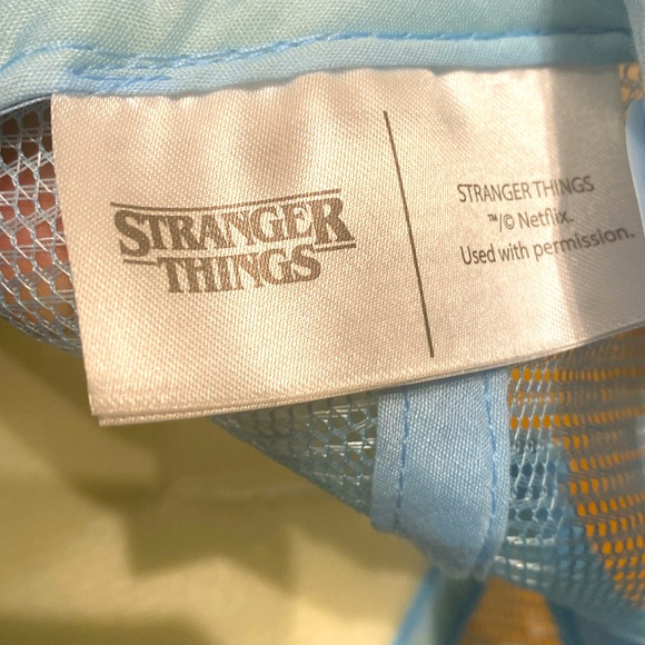 Blue Netflix Stranger Things Adjustable Snap Back Trucker Style Thinking Cap Hat - Picture 9 of 13